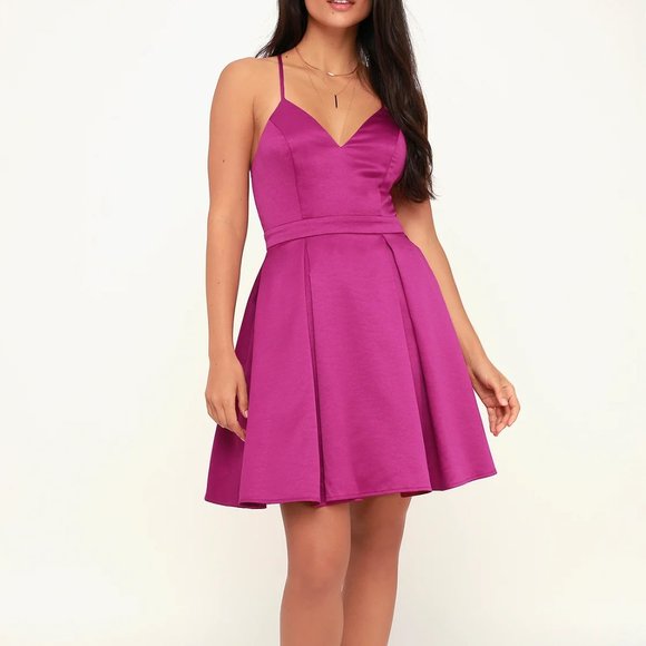 Lulu's XS Magenta Silky Pocket Dress - Picture 7 of 9